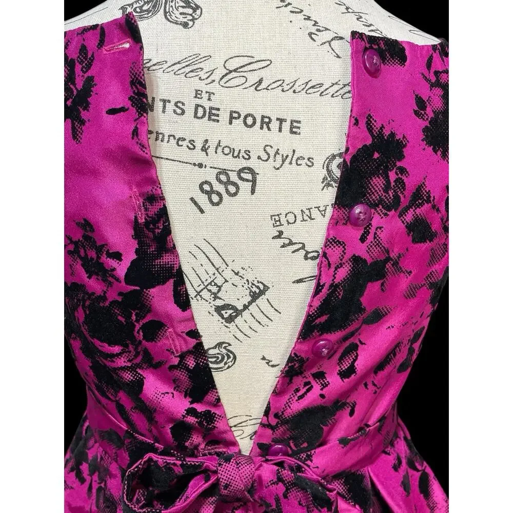 Jona Michelle Girls Size 12 Fuchsia & Black Fit-and-Flare Dress